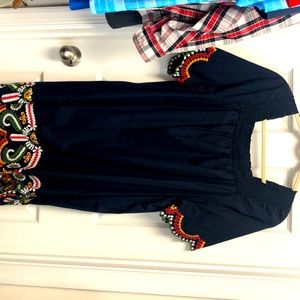 XL Crown & Ivy Navy dress, beautiful design on sleeves, bottom!